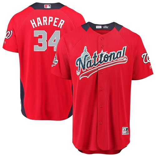 Nationals #34 Bryce Harper Red 2018 All-Star National League Stitched Baseball Jersey Nationals #34 Bryce Harper Red 2018 All-Star National League Stitched Baseball Jersey