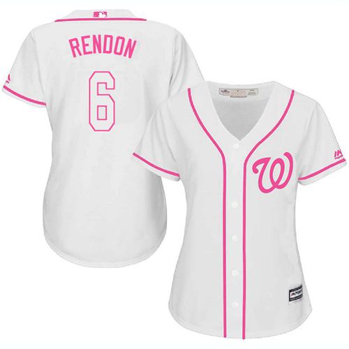 Nationals #6 Anthony Rendon White Pink Fashion Women's Stitched MLB Jersey