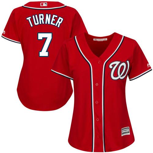 Nationals #7 Trea Turner Red Alternate Women's Stitched MLB Jersey Nationals #7 Trea Turner Red Alternate Women's Stitched MLB Jersey