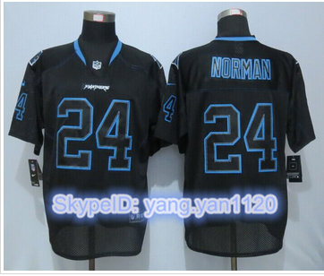 New Nike Carolina Panthers #24 Josh Norman Lights Out Black Elite Jerseys