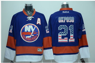 New York Islanders #21 Kyle Okposo Baby Blue USA Flag Fashion Stitched NHL Jersey