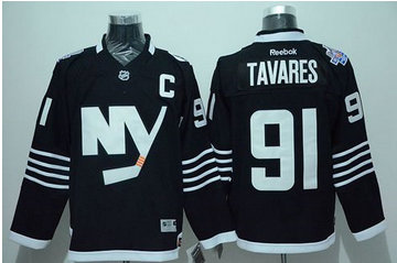 New York Islanders #91 John Tavares Black Alternate Stitched NHL Jersey