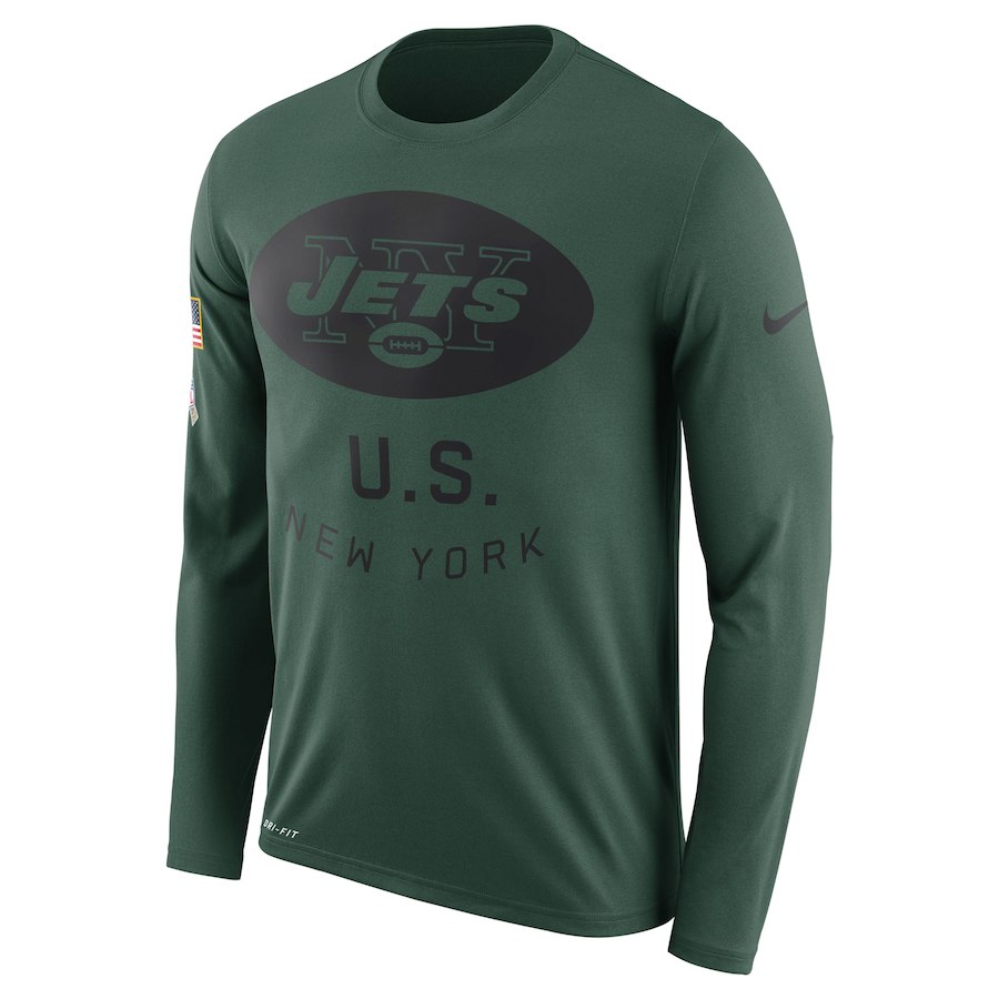 New York Jets Nike Salute To Service Sideline Legend Performance Long Sleeve T-Shirt Green New York Jets Nike Salute To Service Sideline Legend Performance Long Sleeve T-Shirt Green