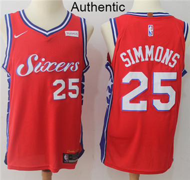 Nike 76ers #25 Ben Simmons Red NBA Authentic Jersey