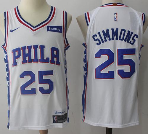 Nike 76ers #25 Ben Simmons White Stitched NBA Jersey