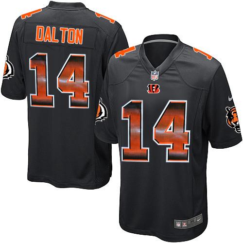 Nike Bengals #14 Andy Dalton Black Team Color Men's Stitched NFL Limited Strobe Jersey Nike Bengals #14 Andy Dalton Black Team Color Men's Stitched NFL Limited Strobe Jersey