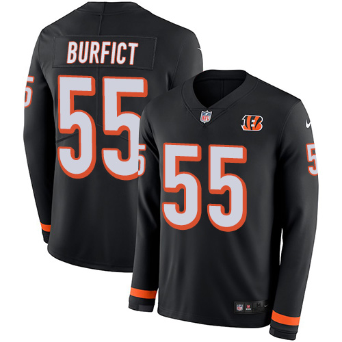 Nike Bengals #55 Vontaze Burfict Black Team Color Men's Stitched NFL Limited Therma Long Sleeve Jersey Nike Bengals #55 Vontaze Burfict Black Team Color Men's Stitched NFL Limited Therma Long Sleeve Jersey