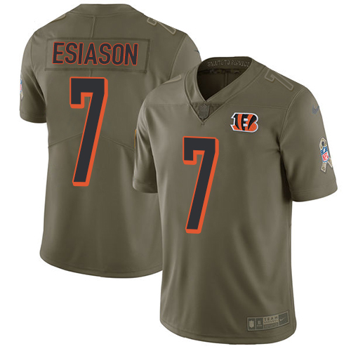 Nike Bengals #7 Boomer Esiason Olive Men's Stitched NFL Limited 2017 Salute To Service Jersey Nike Bengals #7 Boomer Esiason Olive Men's Stitched NFL Limited 2017 Salute To Service Jersey