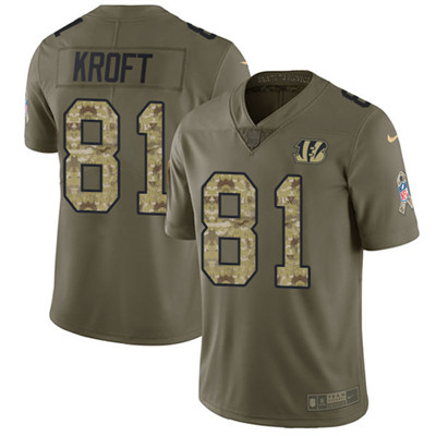 Nike Bengals #81 Tyler Kroft Olive Camo Youth Stitched NFL Limited 2017 Salute to Service Jersey