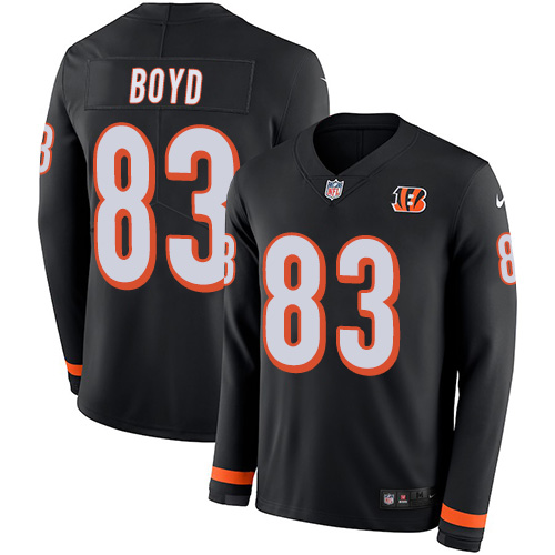 Nike Bengals #83 Tyler Boyd Black Team Color Men's Stitched NFL Limited Therma Long Sleeve Jersey Nike Bengals #83 Tyler Boyd Black Team Color Men's Stitched NFL Limited Therma Long Sleeve Jersey