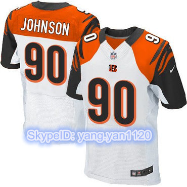 Nike Bengals #90 Michael Johnson White Men's Stitched NFL Elite Jersey