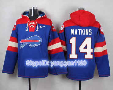 Nike Bills #14 Sammy Watkins Royal Blue Player Pullover NFL Hoodie