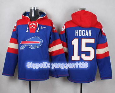 Nike Bills #15 Chris Hogans Royal Blue Player Pullover NFL Hoodie