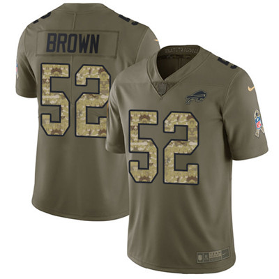 Nike Bills #52 Preston Brown Olive Camo Youth Stitched NFL Limited 2017 Salute to Service Jersey