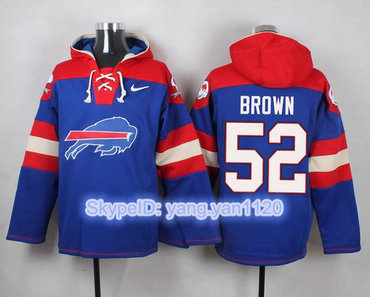 Nike Bills #52 Preston Brown Royal Blue Player Pullover NFL Hoodie