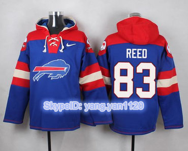 Nike Bills #83 Andre Reed Royal Blue Player Pullover NFL Hoodie