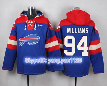 Nike Bills #94 Mario Williams Royal Blue Player Pullover NFL Hoodie