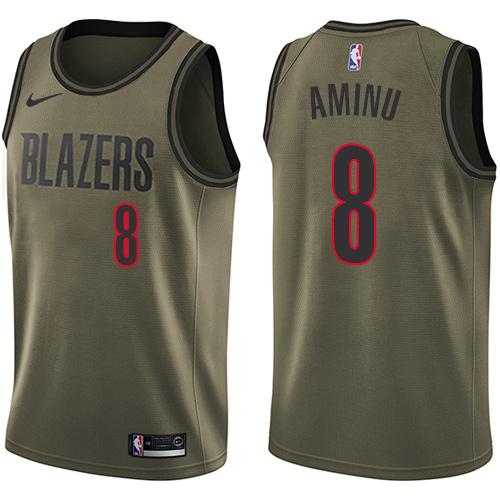 Nike Blazers #8 Al-Farouq Aminu Green Salute to Service NBA Swingman Jersey