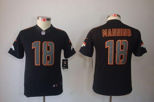 Nike Broncos #18 Peyton Manning Black Impact Youth Stitched NFL Limited Jersey