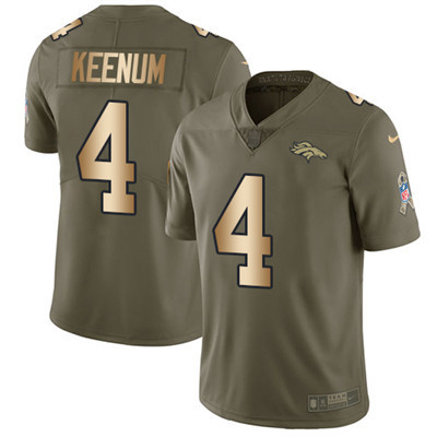 Nike Broncos #4 Case Keenum Olive Gold Youth Stitched NFL Limited 2017 Salute to Service Jersey Nike Broncos #4 Case Keenum Olive Gold Youth Stitched NFL Limited 2017 Salute to Service Jersey