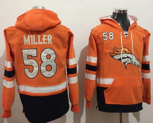 Nike Broncos #58 Von Miller Orange Navy Blue Name & Number Pullover NFL Hoodie