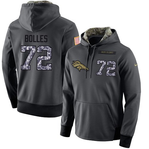 Nike Broncos #72 Garett Bolles Stitched Black Men's Anthracite Salute to Service Player Performance Hoodie
