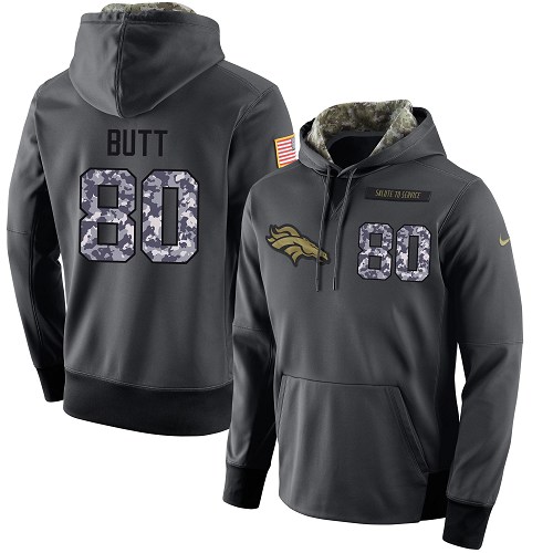Nike Broncos #80 Jake Butt Stitched Black Men's Anthracite Salute to Service Player Performance Hoodie