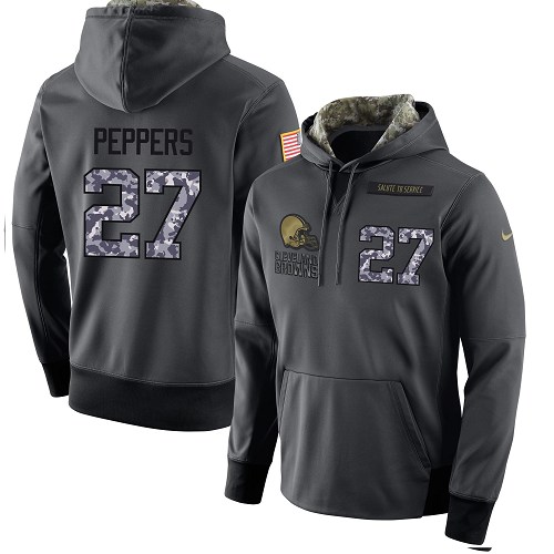 Nike Browns #27 Jabrill Peppers Stitched Black Men's Anthracite Salute to Service Player Performance Hoodie