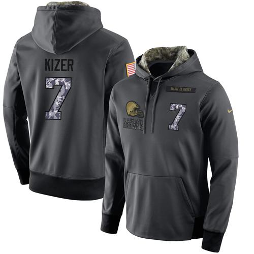 Nike Browns #7 DeShone Kizer Stitched Black Men's Anthracite Salute to Service Player Performance Hoodie