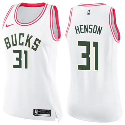 Nike Bucks #31 John Henson White Pink Women's NBA Swingman Fashion Jersey Nike Bucks #31 John Henson White Pink Women's NBA Swingman Fashion Jersey