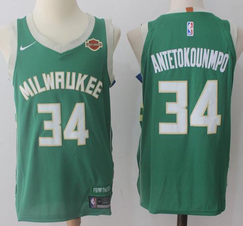 Nike Bucks #34 Giannis Antetokounmpo Green Stitched NBA Jersey