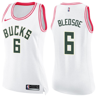Nike Bucks #6 Eric Bledsoe White Pink Women's NBA Swingman Fashion Jersey Nike Bucks #6 Eric Bledsoe White Pink Women's NBA Swingman Fashion Jersey