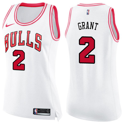 Nike Bulls #2 Jerian Grant White Pink Women's NBA Swingman Fashion Jersey$