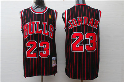 Nike Bulls #23 Michael Jordan Black Stripe Stitched NBA  Jersey