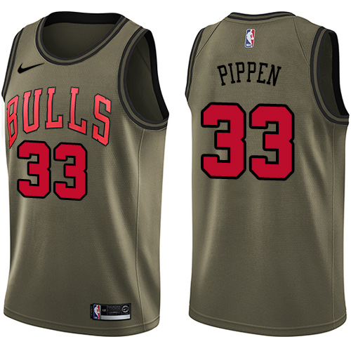 Nike Bulls #33 Scottie Pippen Green Salute to Service NBA Swingman Jersey Nike Bulls #33 Scottie Pippen Green Salute to Service NBA Swingman Jersey