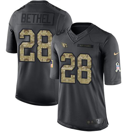Nike Cardinals #28 Justin Bethel Black Men's Stitched NFL Limited 2016 Salute to Service Jersey Nike Cardinals #28 Justin Bethel Black Men's Stitched NFL Limited 2016 Salute to Service Jersey