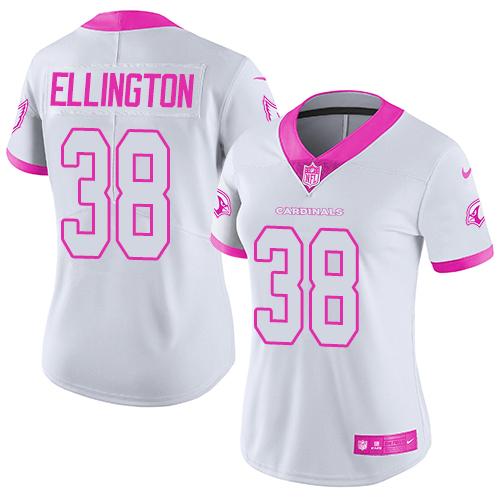 Nike Cardinals #38 Andre Ellington White Pink Women's Stitched NFL Limited Rush Fashion Jersey Nike Cardinals #38 Andre Ellington White Pink Women's Stitched NFL Limited Rush Fashion Jersey