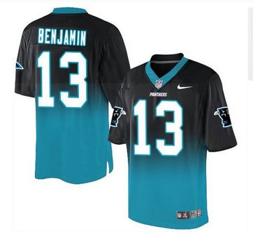 Nike Carolina Panthers #13 Kelvin Benjamin BlackBlue Men's Stitched NFL Elite Fadeaway Fashion Jersey