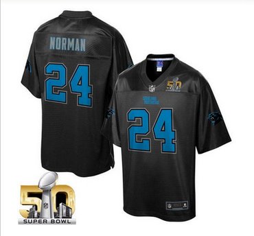 Nike Carolina Panthers #24 Josh Norman Black Super Bowl 50 Men's NFL Pro Line Black Reverse Fashion Game Jersey