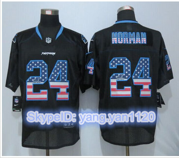 Nike Carolina Panthers #24 Josh Norman USA Flag Fashion Black Elite Jerseys