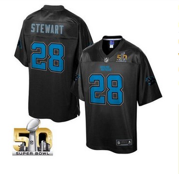 Nike Carolina Panthers #28 Jonathan Stewart Black Super Bowl 50 Men's NFL Pro Line Black Reverse Fashion Game Jersey