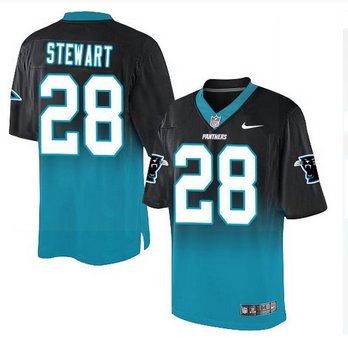 Nike Carolina Panthers #28 Jonathan Stewart BlackBlue Men's Stitched NFL Elite Fadeaway Fashion Jersey