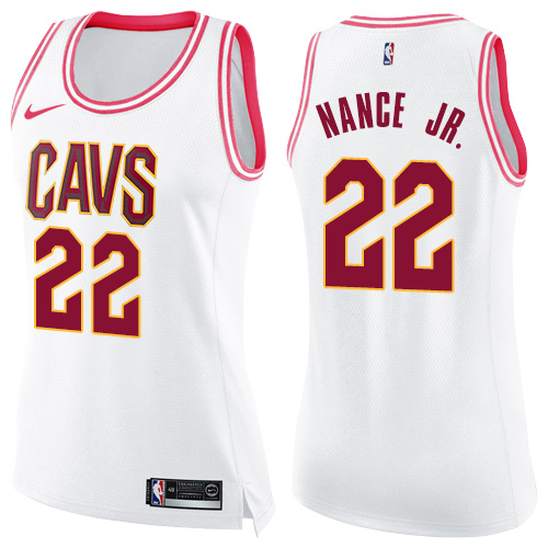 Nike Cavaliers #22 Larry Nance Jr. White Pink Women's NBA Swingman Fashion Jersey