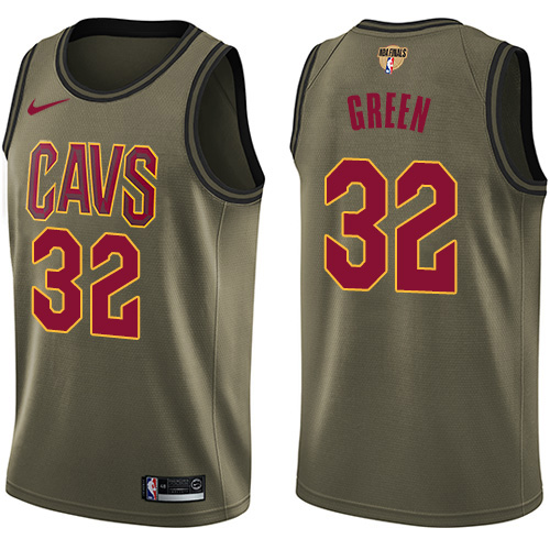 Nike Cavaliers #32 Jeff Green Green Salute to Service The Finals Patch Youth NBA Swingman Jersey