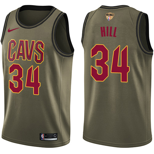 Nike Cavaliers #34 Tyrone Hill Green Salute to Service The Finals Patch NBA Swingman Jersey Nike Cavaliers #34 Tyrone Hill Green Salute to Service The Finals Patch NBA Swingman Jersey