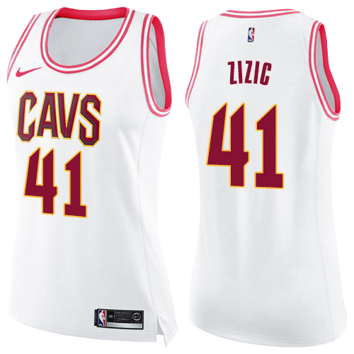 Nike Cavaliers #41 Ante Zizic White Pink Women's NBA Swingman Fashion Jersey