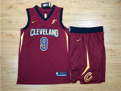 Nike Cavaliers #9 Dwyane Wade Red Swingman Jersey(With Shorts)