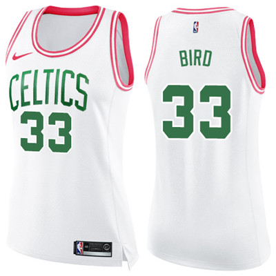 Nike Celtics #33 Larry Bird White Pink Women's NBA Swingman Fashion Jersey