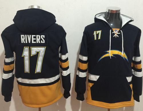 Nike Chargers #17 Philip Rivers Navy Blue Gold Name & Number Pullover NFL Hoodie