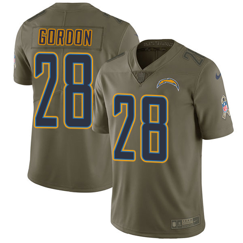 Nike Chargers #28 Melvin Gordon Olive Youth Stitched NFL Limited 2017 Salute to Service Jersey Nike Chargers #28 Melvin Gordon Olive Youth Stitched NFL Limited 2017 Salute to Service Jersey